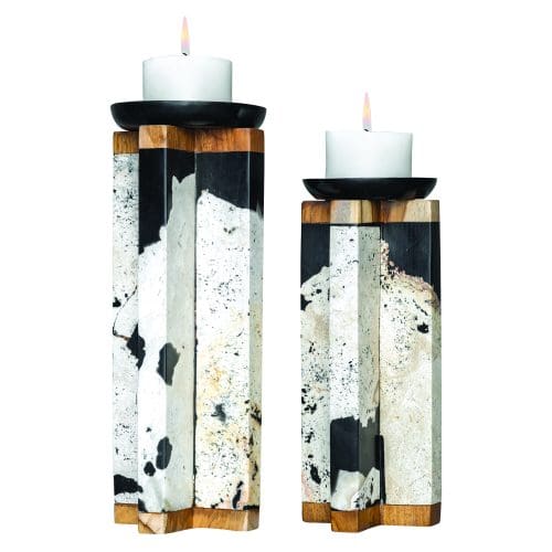 Uttermost Illini Stone Candleholders, S/2