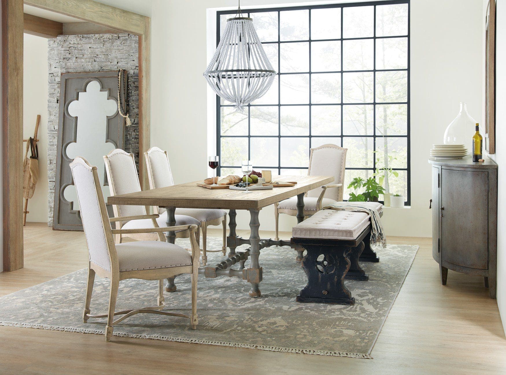 Ciao Bella 84in Trestle Table w/ 2-18in Leaves-Natural/Gray